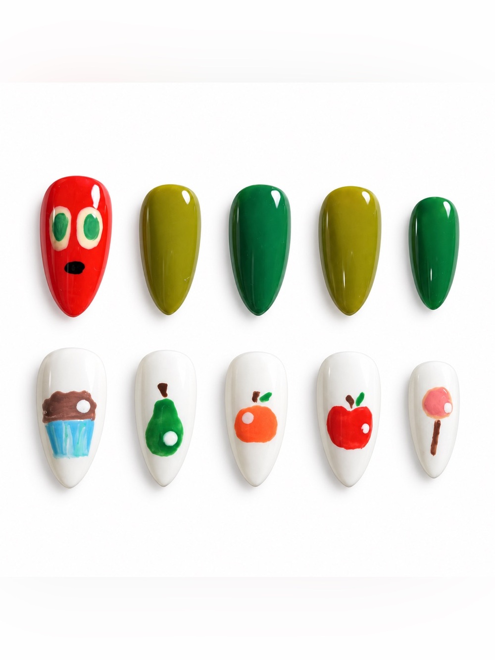 Handmade The Hungry Caterpillar Themed Press-On Nail Set